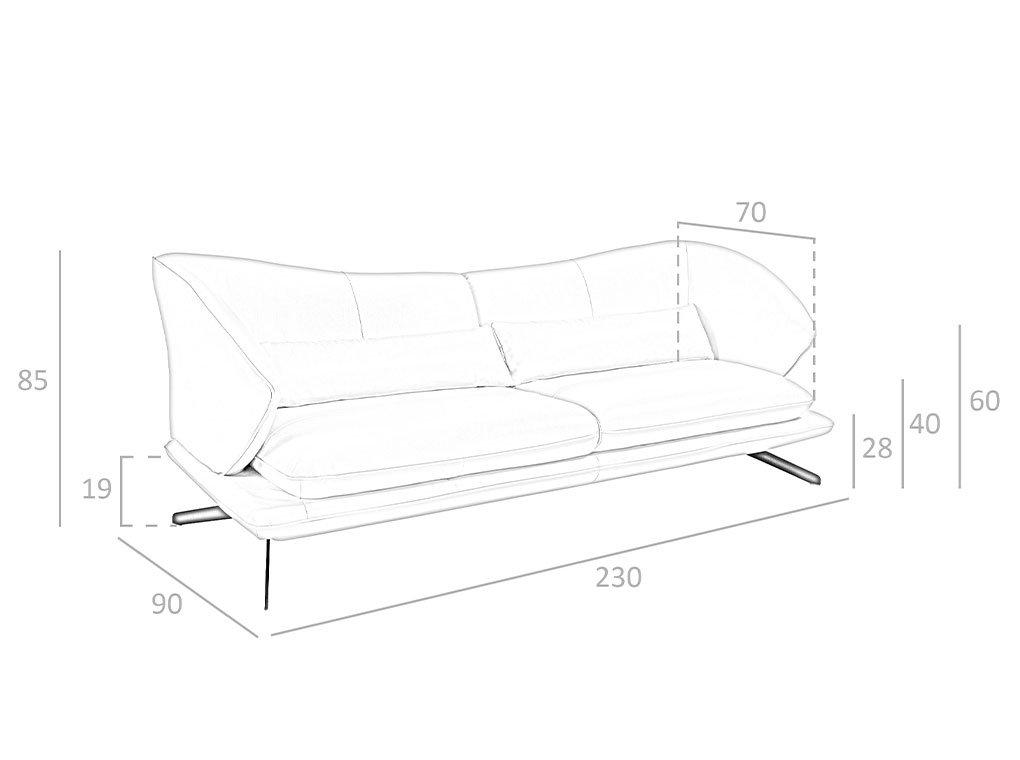 ANGEL CERDA 3-Sitzer-Sofa aus Leder und Zierkissen  