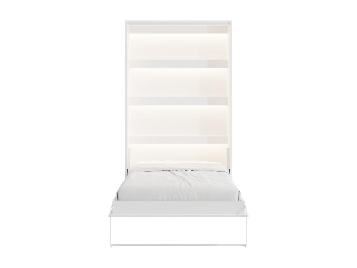 Vente-unique Letto estraibile 120 x 200 cm Apertura verticale manuale Con LED Bianco - RAPILI  