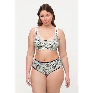 Ulla Popken  Reggiseno sostenitivo senza ferretto con fantasia animalier, mesh e coppa C-H 