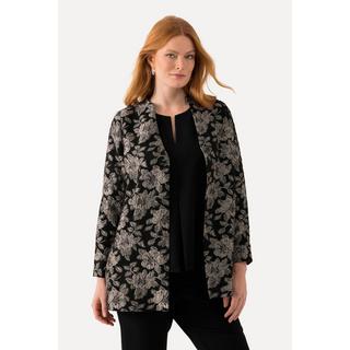 Ulla Popken  Jacke, Metallic-Blüten-Jacquard, V-Ausschnitt 