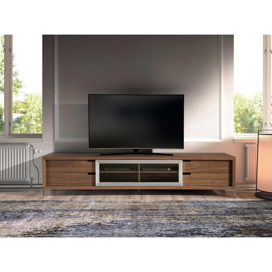 ANGEL CERDA Porta TV in noce e acciaio cromato  