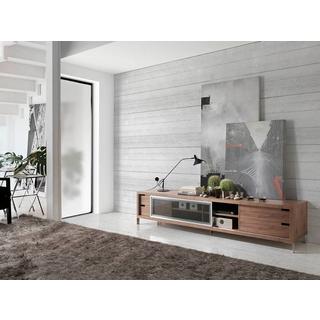 ANGEL CERDA Meuble TV noyer et acier chromé  