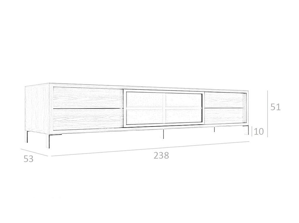 ANGEL CERDA Meuble TV noyer et acier chromé  