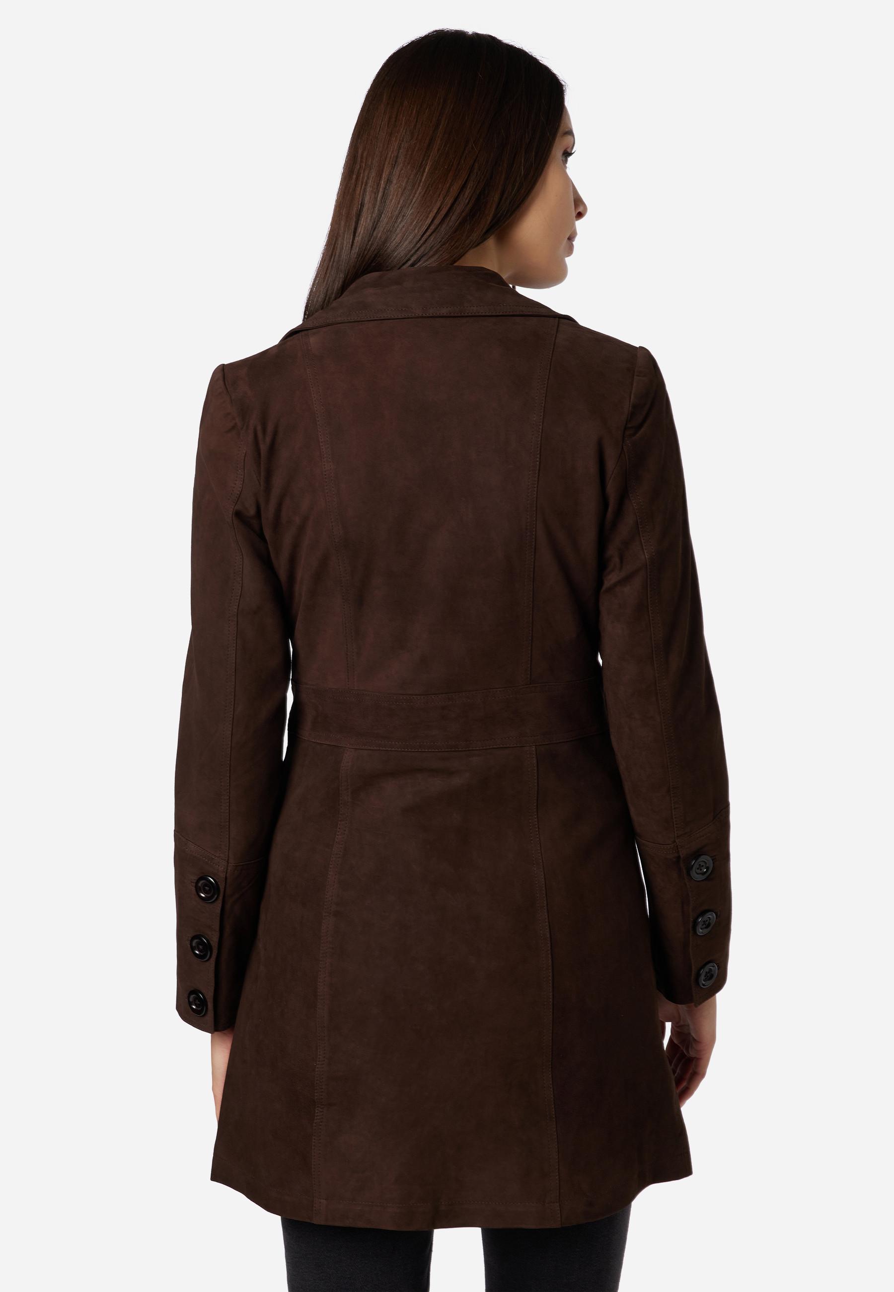 RICANO  Manteau en cuir  Lucy, avec boutons et col réversible 