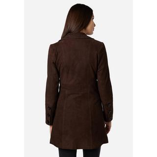 RICANO  Manteau en cuir  Lucy, avec boutons et col réversible 