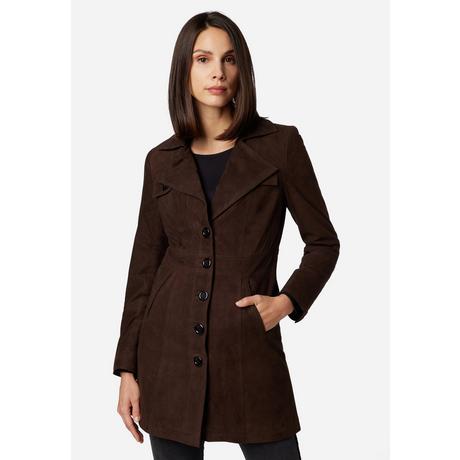 RICANO  Manteau en cuir  Lucy, avec boutons et col réversible 