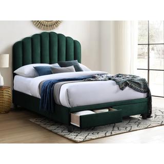 Vente-unique Letto 160 x 200 cm con cassetti Velluto Verde abete + Materasso  - ILISIO  