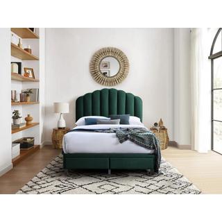 Vente-unique Letto 160 x 200 cm con cassetti Velluto Verde abete + Materasso  - ILISIO  