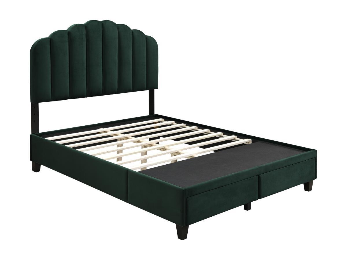 Vente-unique Letto 160 x 200 cm con cassetti Velluto Verde abete + Materasso  - ILISIO  