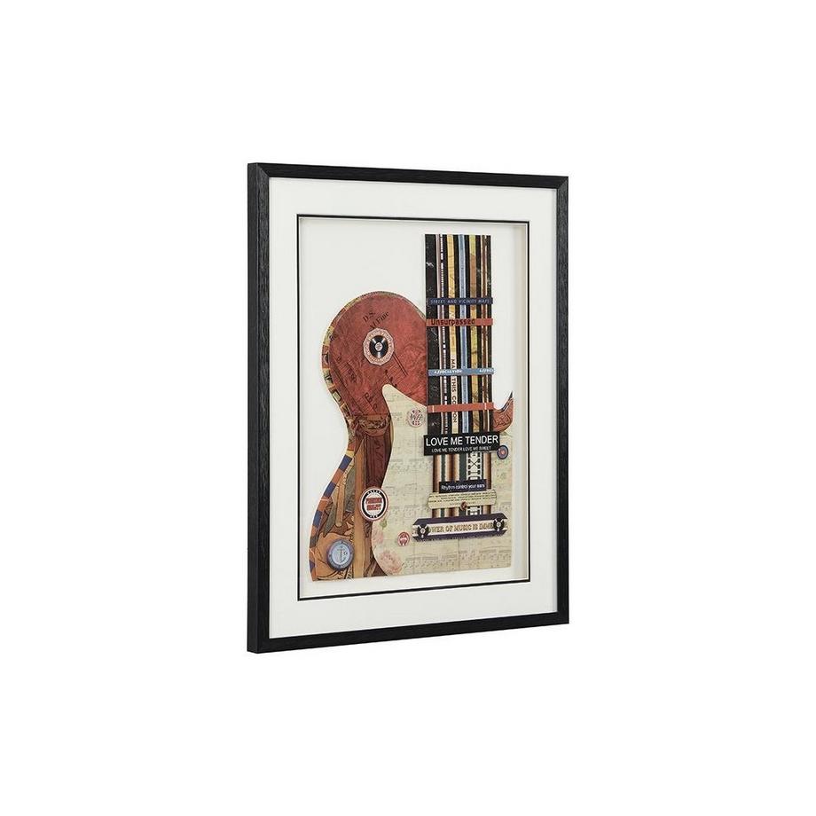 OZAIA Tableau collage guitare effet 3D HERO avec cadre Multicolore  