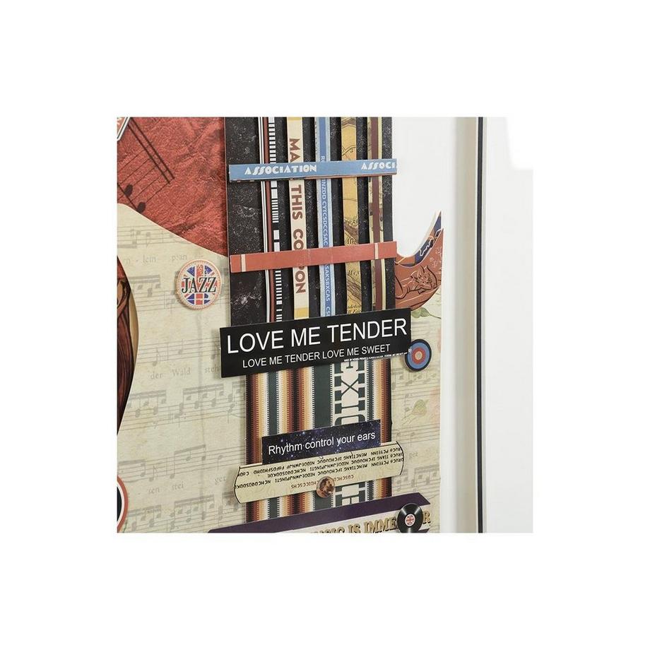 OZAIA Tableau collage guitare effet 3D HERO avec cadre Multicolore  