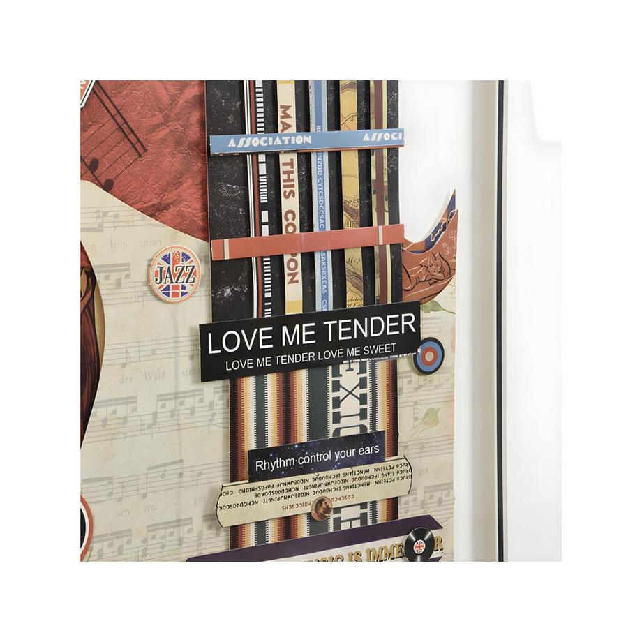 OZAIA Tableau collage guitare effet 3D HERO avec cadre Multicolore  