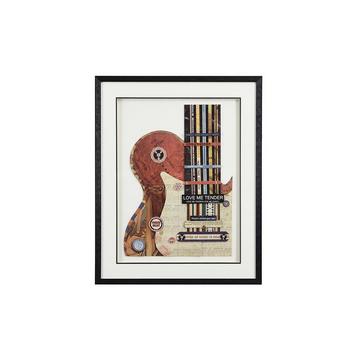 Tableau collage guitare effet 3D HERO avec cadre Multicolore
