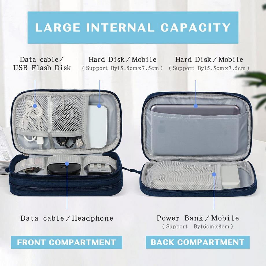 Only-bags.store  Elektronischer Organizer, Reisekabel-Organizer, Tasche, elektronisches Zubehör, Tragetasche, tragbar, wasserdicht, doppellagig, All-in-One-Aufbewahrungstasche für Kabel 
