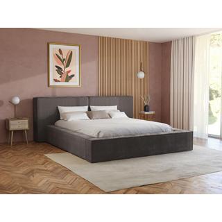 PASCAL MORABITO Lit coffre 180 x 200 cm - Velours côtelé - Taupe + Matelas - TIMANO de Pascal Morabito  