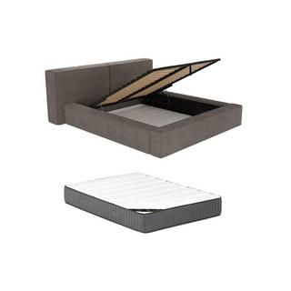 PASCAL MORABITO Lit coffre 180 x 200 cm - Velours côtelé - Taupe + Matelas - TIMANO de Pascal Morabito  
