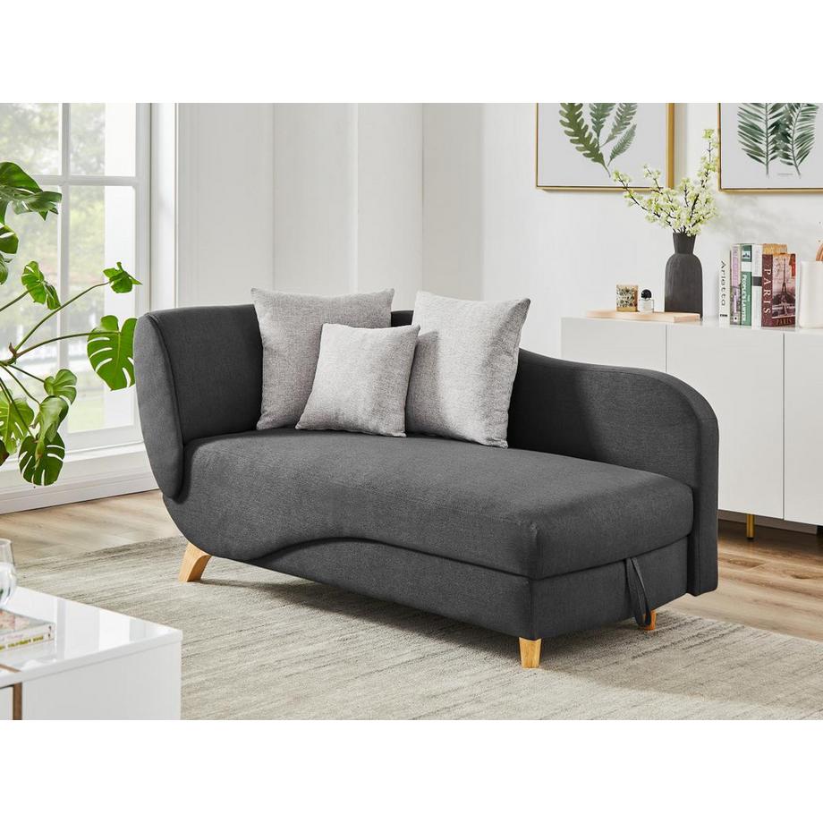 Vente-unique Recamiere mit Schlaffunktion & Stauraum - rechtsseitig - Stoff - Anthrazit - PENELOPE  