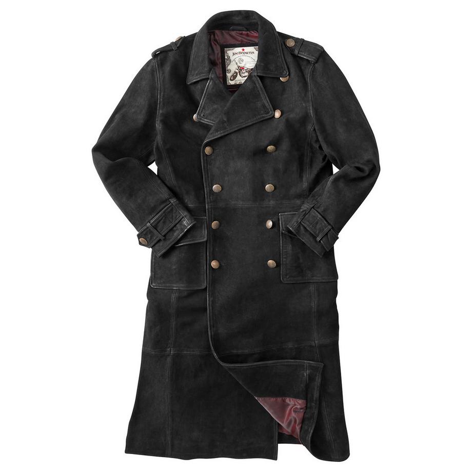 Joe Browns Lungo Cappotto Militare in Pelle  