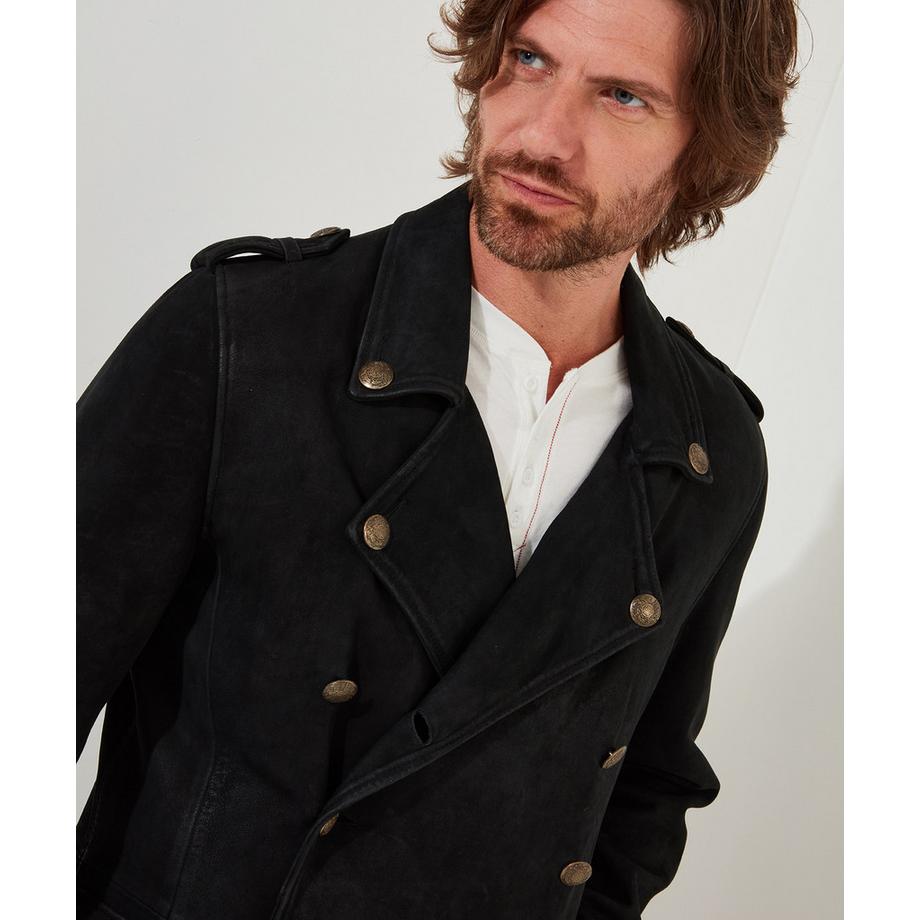 Joe Browns Lungo Cappotto Militare in Pelle  