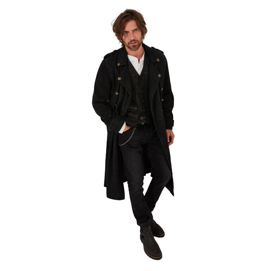 Joe Browns Lungo Cappotto Militare in Pelle  