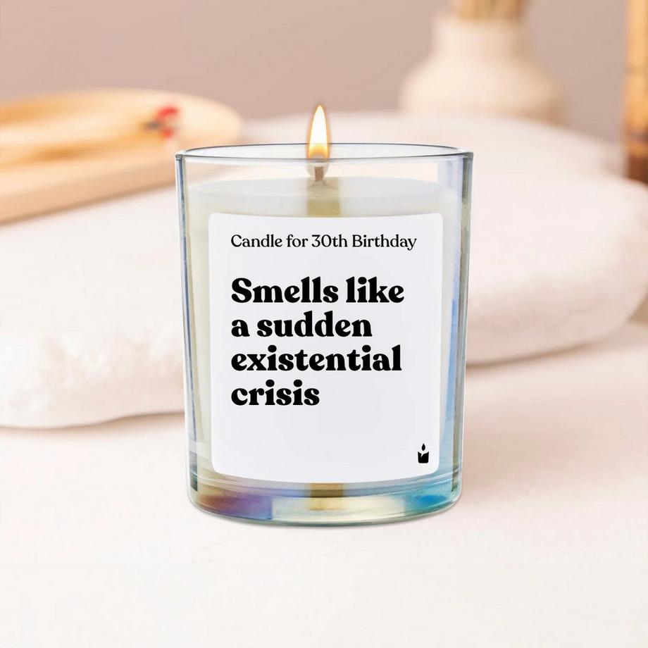 CandleHand Duftkerze Flowery Candle for 30th Birthday - Smells like a sudden existential crisis  