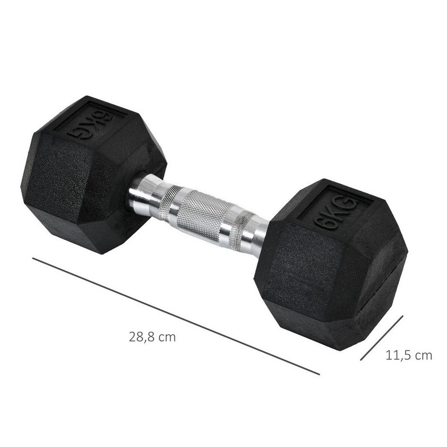 Northio  Set Di 2 Manubri Esagonali, 2X6 Kg, Ghisa Con Copertura In Gomma, Nero 
