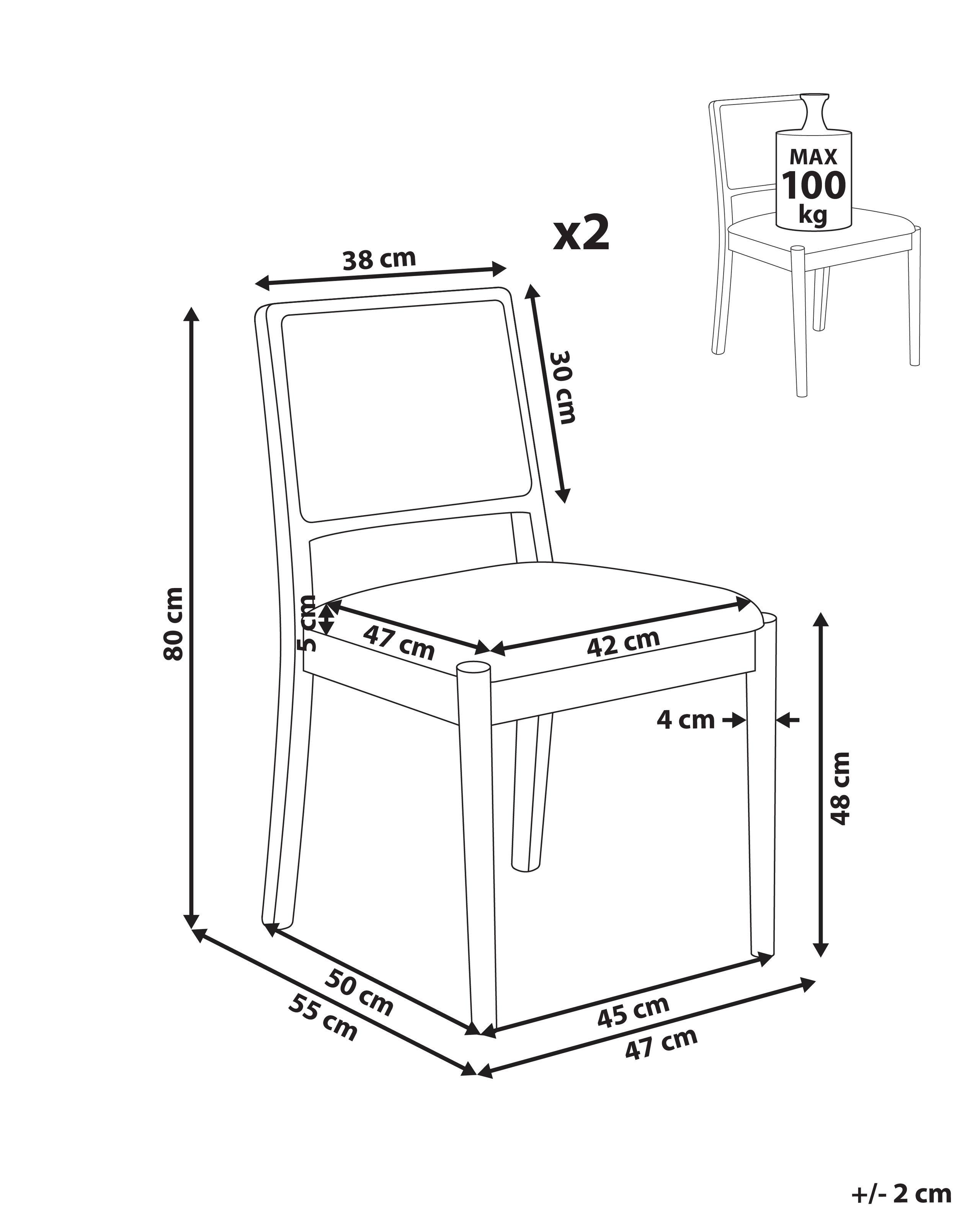 Beliani Lot de 2 chaises de salle à manger en Bois d'hévéa Rétro TAMARAC  
