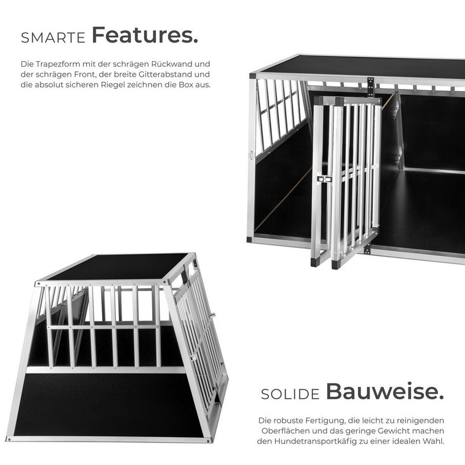 Tectake  Hundetransportbox doppel  mit schräger Rückwand aus Aluminium, robust und pflegeleicht 
