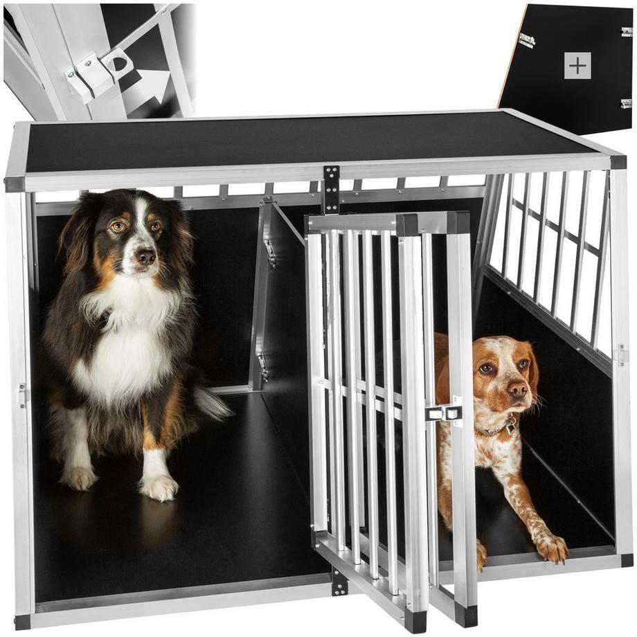 Tectake  Hundetransportbox doppel  mit schräger Rückwand aus Aluminium, robust und pflegeleicht 