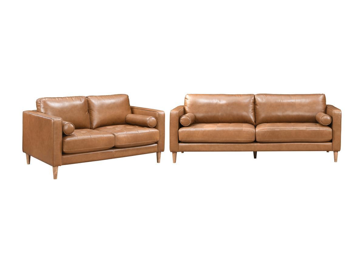 Image of Sofa 3-Sitzer & 2-Sitzer - 100 % Premium-Büffelleder - Braun - Vintage - BAROTA Sofa 3-Sitzer & 2-Sitzer - 100 % Premium-Büffelleder - Braun - Vintage - BAROTA