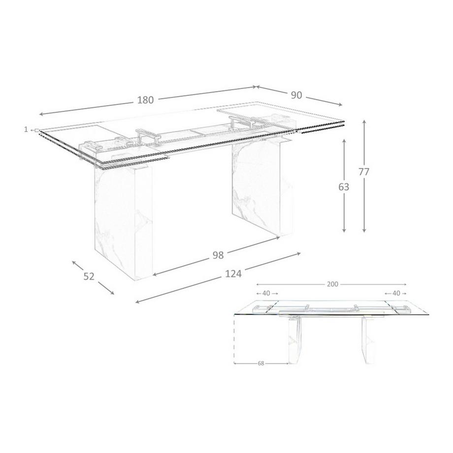 ANGEL CERDA Tavolo da pranzo allungabile rettangolare vetro temperato  