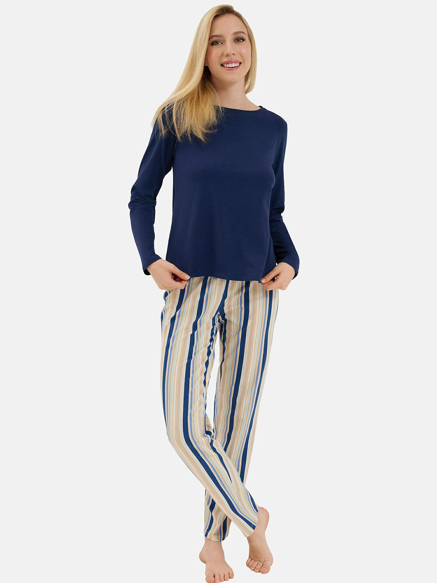 Image of Pyjama Hausanzug Hose Top Langarm Maxine Unisex Blau M