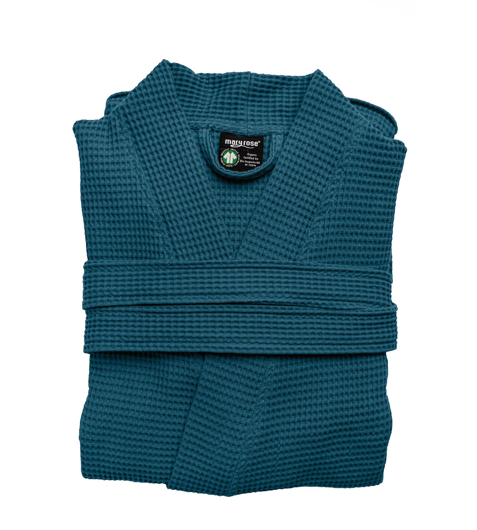 Image of Waffelpique Bademantel Damen Petroleumblau L