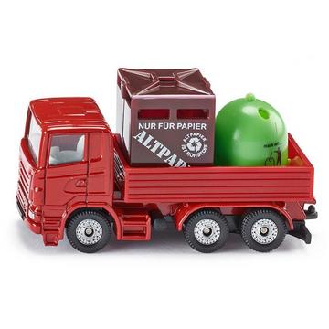 0828, Recycling-Transporter, Metall/Kunststoff, Rot, Inkl. 1 Altpapierund 1 Glas-Container