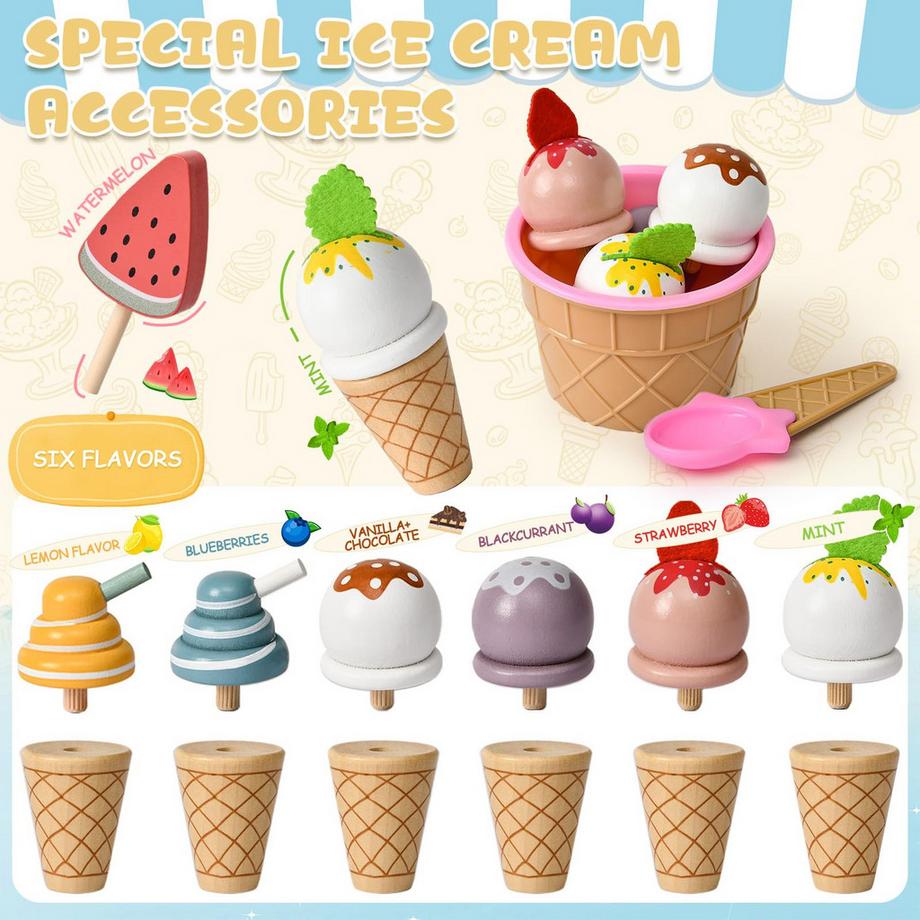 Activity-board  Glacier pour Enfants, Accessoires de Magasin avec Accessoires de Magasin Marchand, Magasin de Crème Glacée, Jouet de Crème Glacée pour enfants 