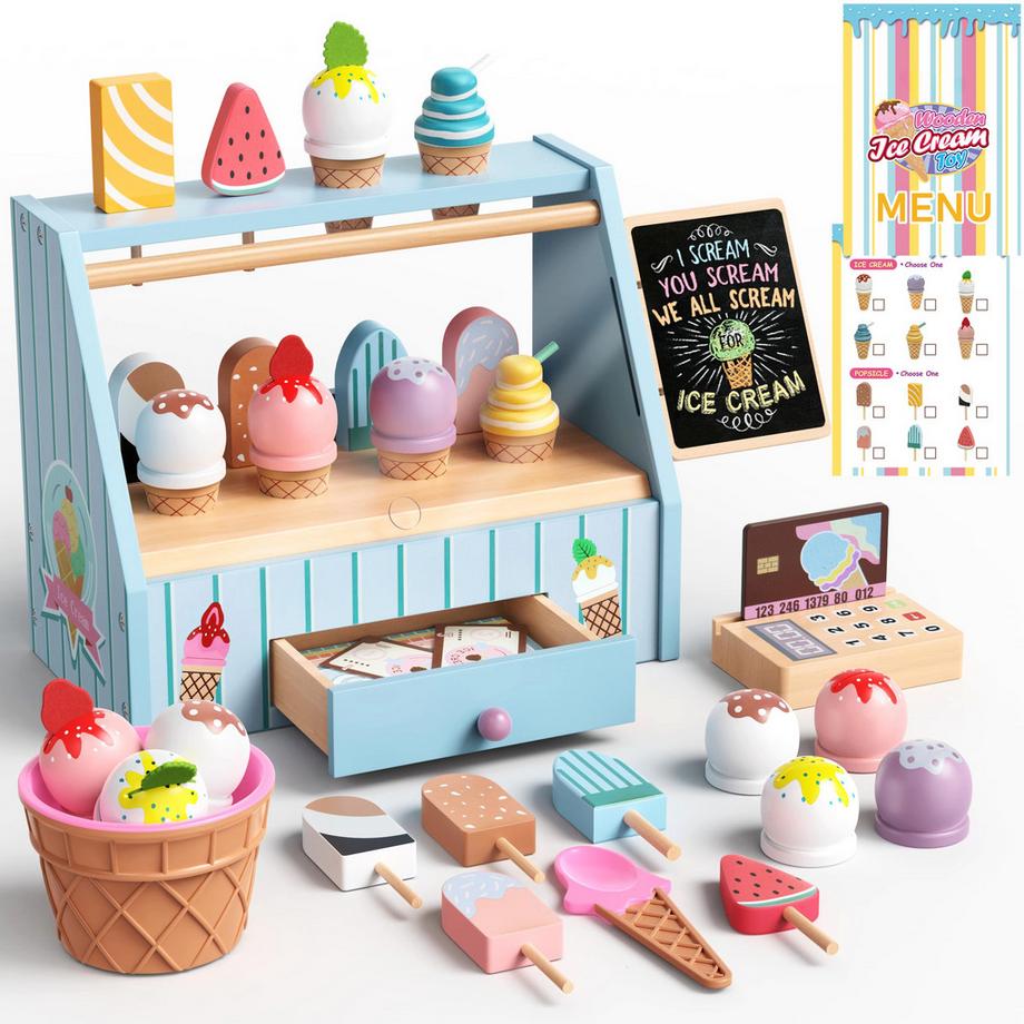 Glacier pour Enfants, Accessoires de Magasin avec Accessoires de Magasin Marchand, Magasin de Crème Glacée, Jouet de Crème Glacée pour enfants