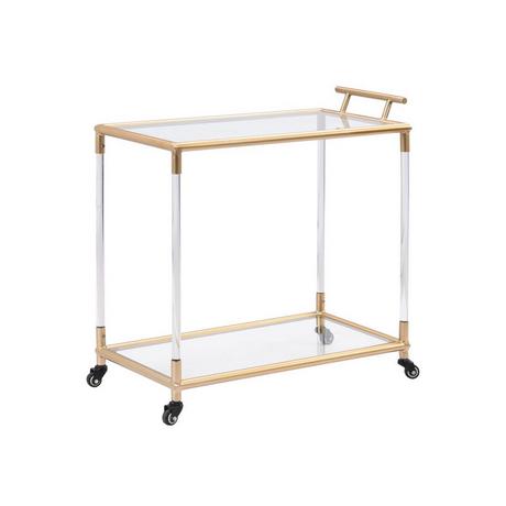 Vente-unique  Carrello da cucina con rotelle, doppio ripiano in Vetro temperato e Metallo Trasparente e Dorato - ORULA 