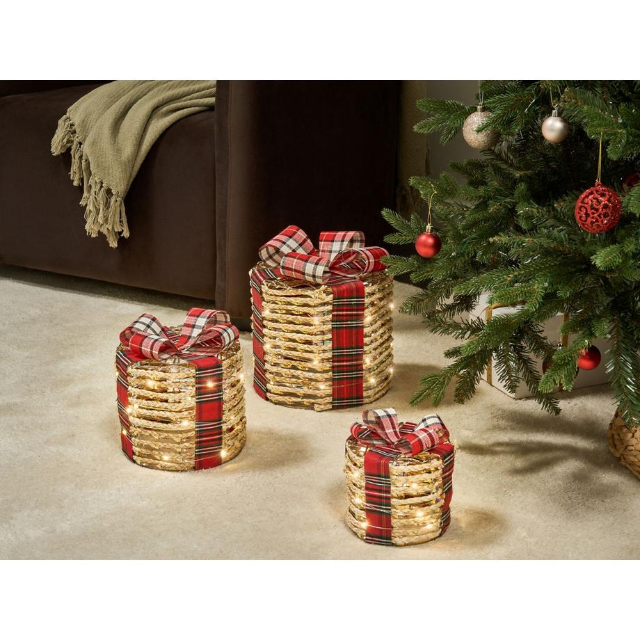 Beliani Weihnachtsdekoration 3er Set aus Kunststoff Klassisch VEJLEN  