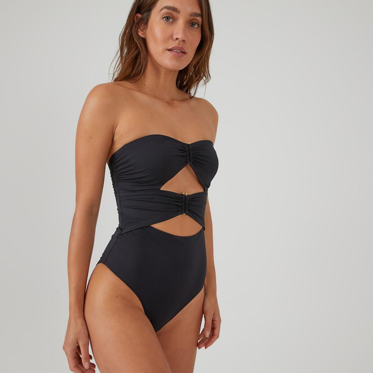 Image of Bustier-badeanzug Mit Cut-outs Vorne Damen Schwarz 40