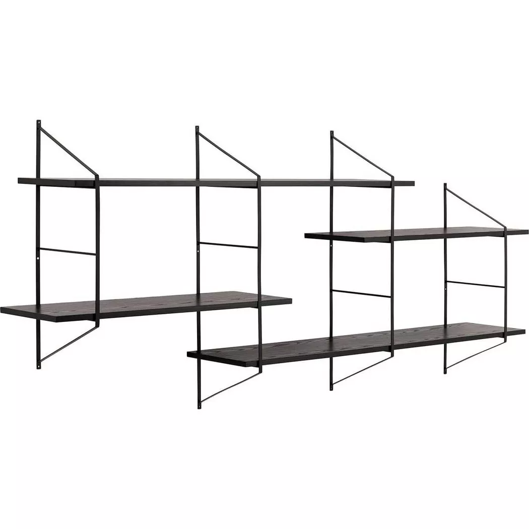 Belfast Wall Unit with 4 shelves in Black, Black