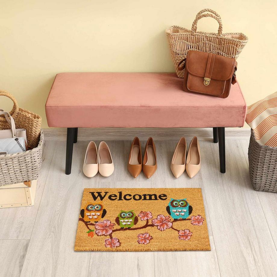 B2X Fußmatte Kokosfaser Willkommen Eulen  