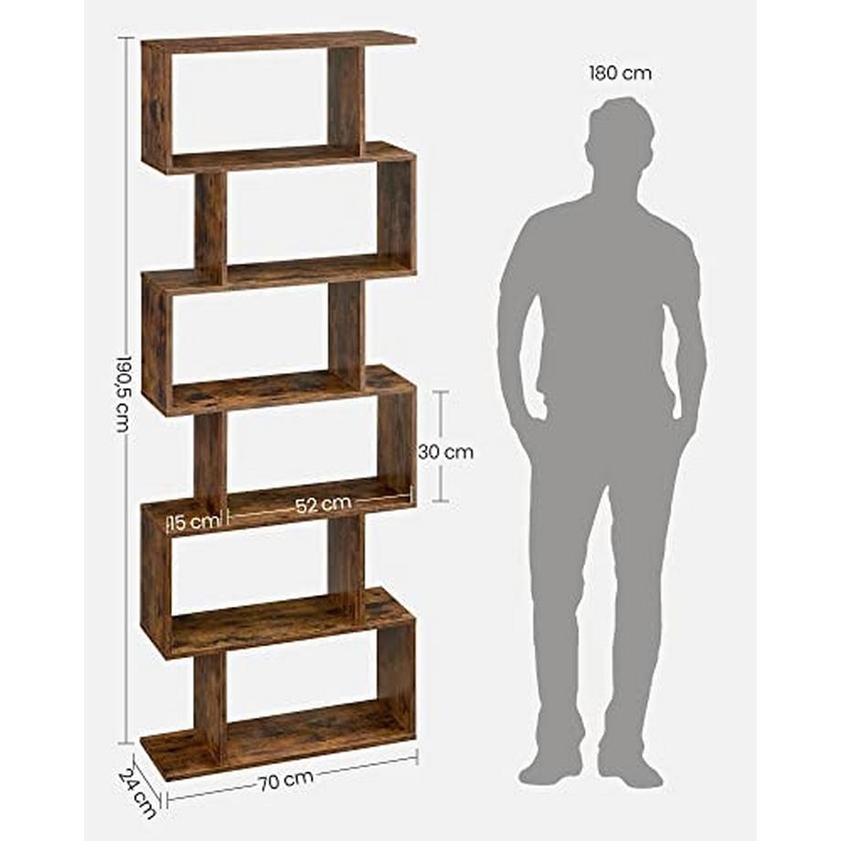 Calicosy Libreria marrone rustico a 6 livelli con ancoraggio sicuro  