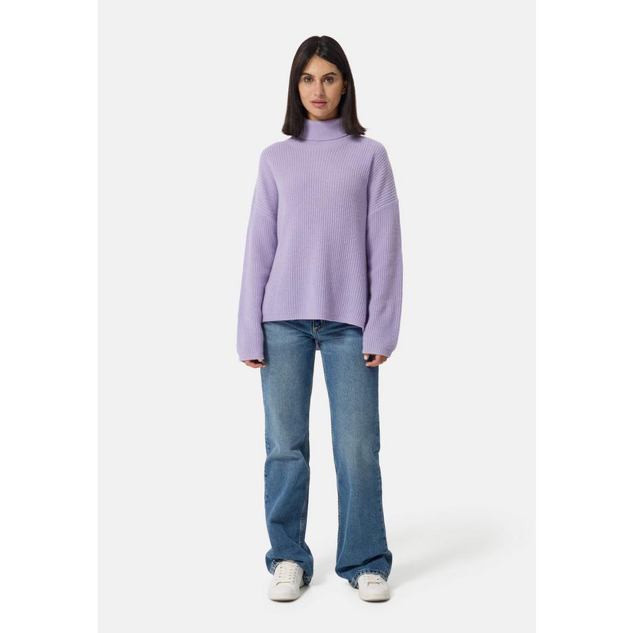CASH-MERE.CH Pull Col Roulé Style Oversize Laine Cachemire  