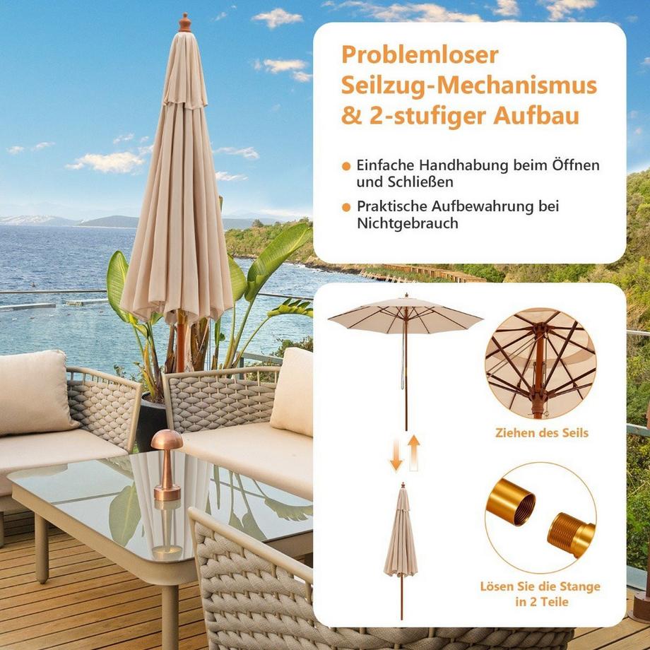 Northix Parasol de terrasse avec système de poulie  