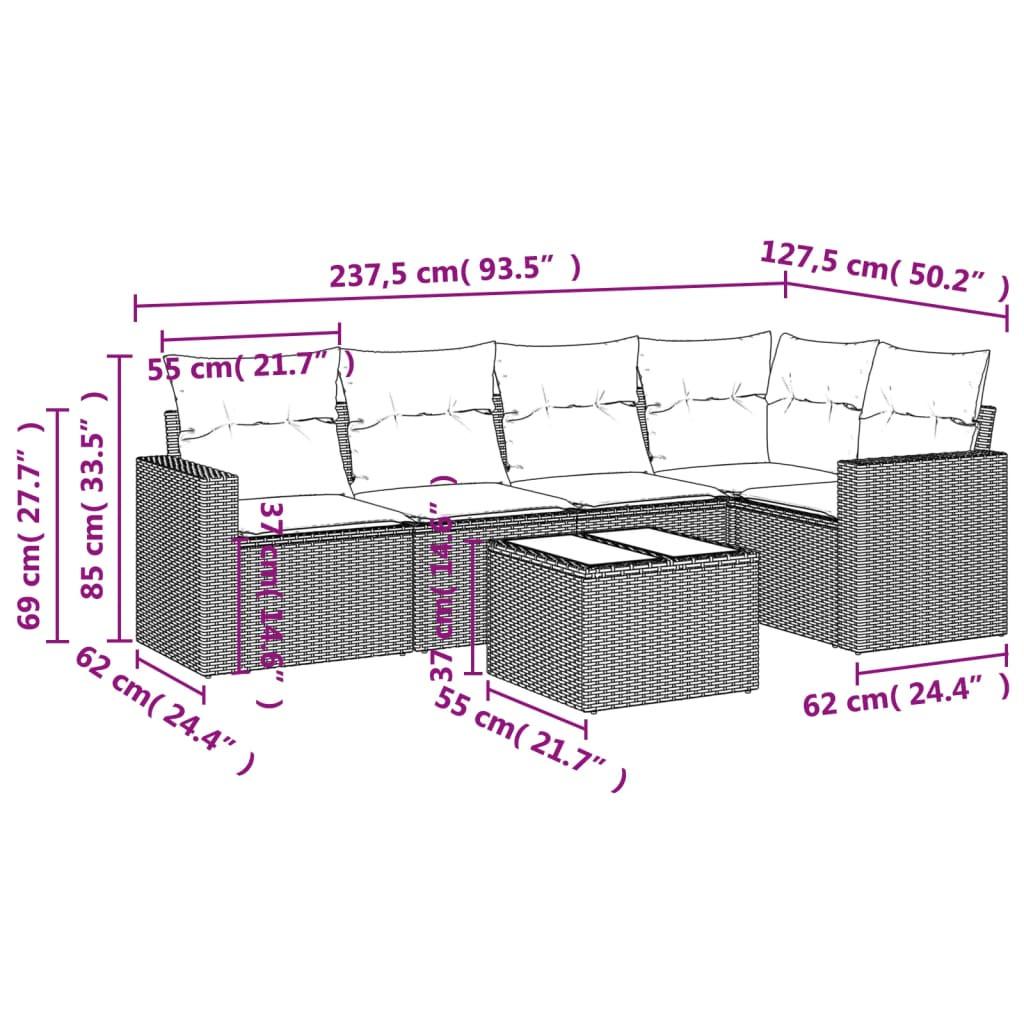 VidaXL set divano da giardino Polirattan  