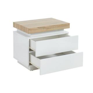 Vente-unique 2er-Set Nachttische mit 2 Schubladen & LEDs - MDF lackiert - Weiß & Eichefarben - HALO II  