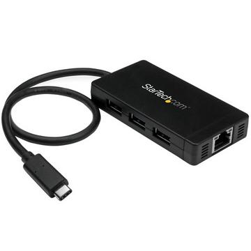 Hub USB 3.0 (5Gbps) a 3 porte con USB-C e Ethernet Gigabit - Include Adattatore di Alimentazione