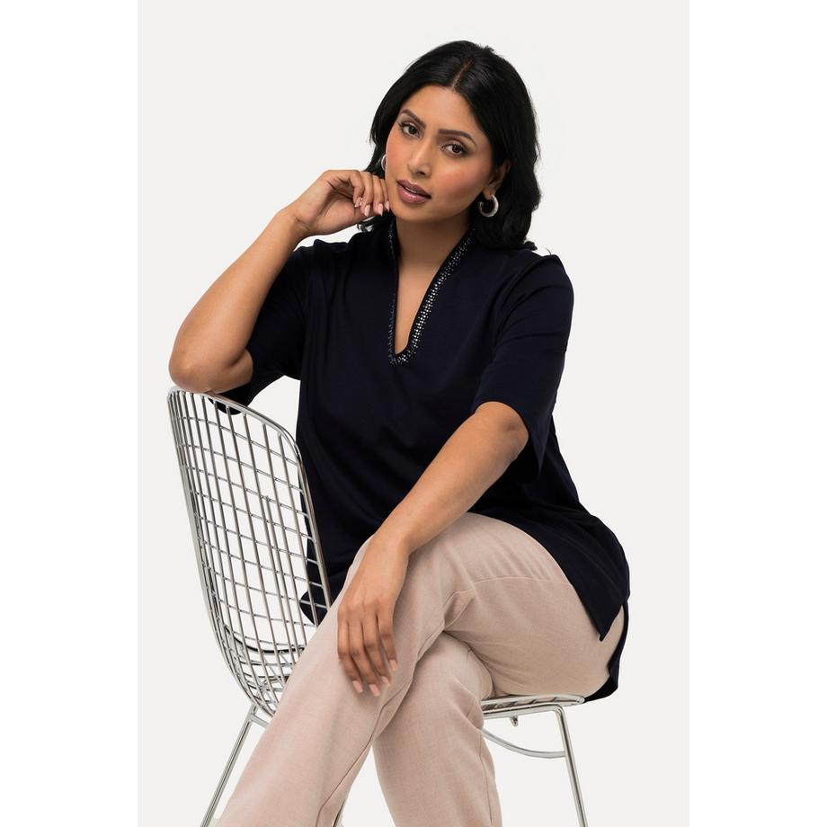 Ulla Popken T-Shirt Linea A Collo a Calice Mezza Manica  