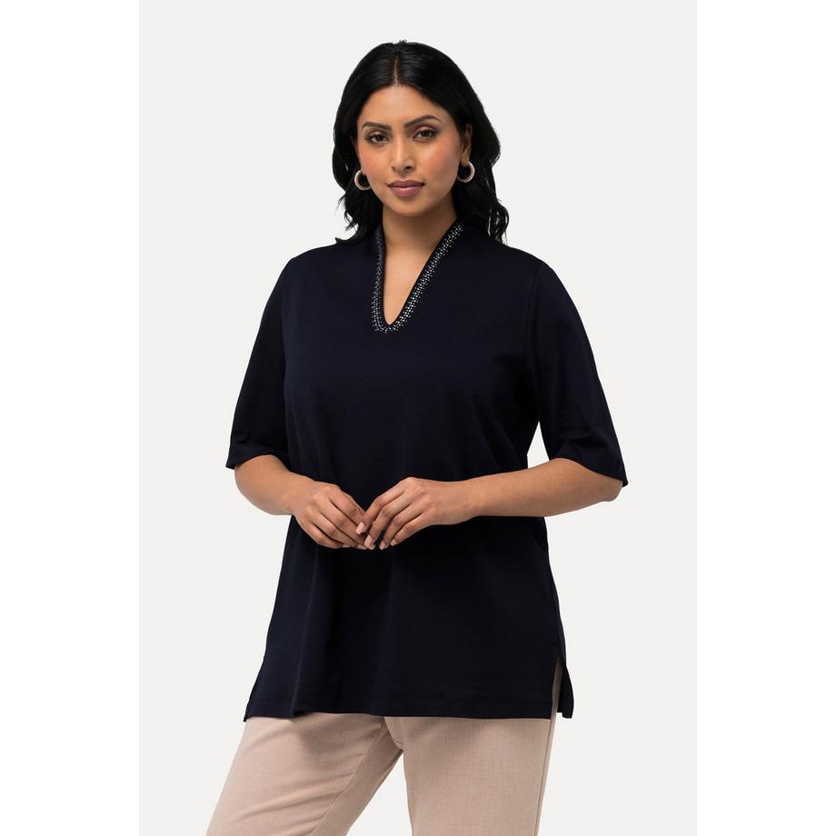 Ulla Popken T-Shirt Linea A Collo a Calice Mezza Manica  