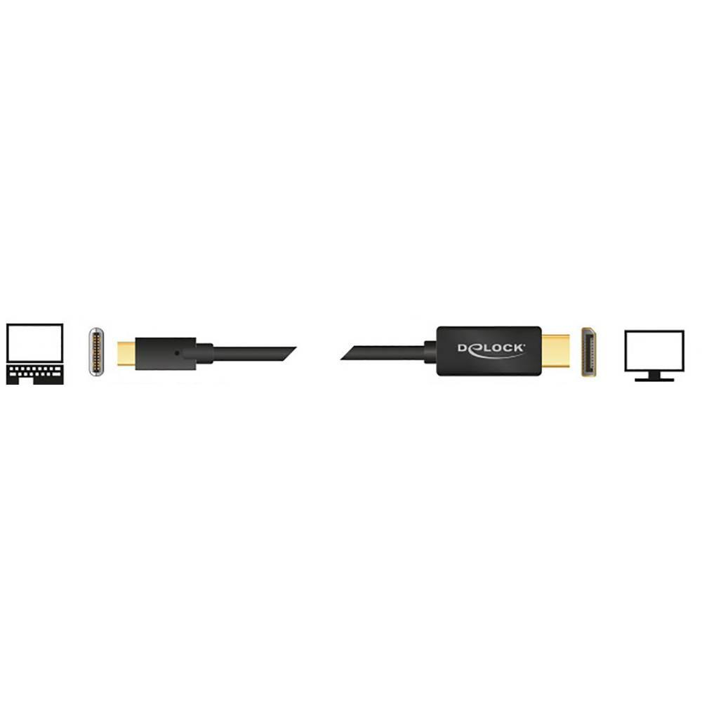 DeLock  USB-C® / DisplayPort Cavo adattatore Spina USB-C®, Spina DisplayPort 2.00 m Nero  contatti connetto 